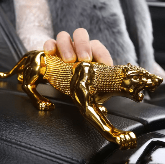 Gold-Tone Cheetah Sculpture – Resin Home Decor – product view 1