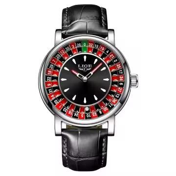 LIGE Roulette Dial Quartz Watch – Black — detail view 2