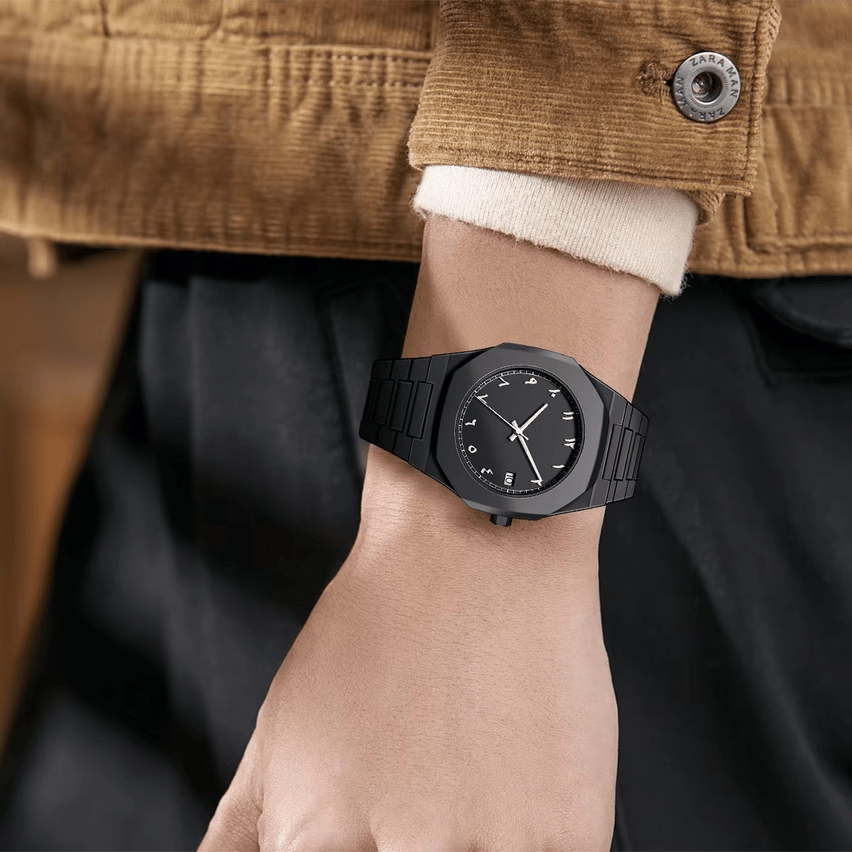 Men’s Stainless Steel Watch with Arabic Numerals — detail view 7