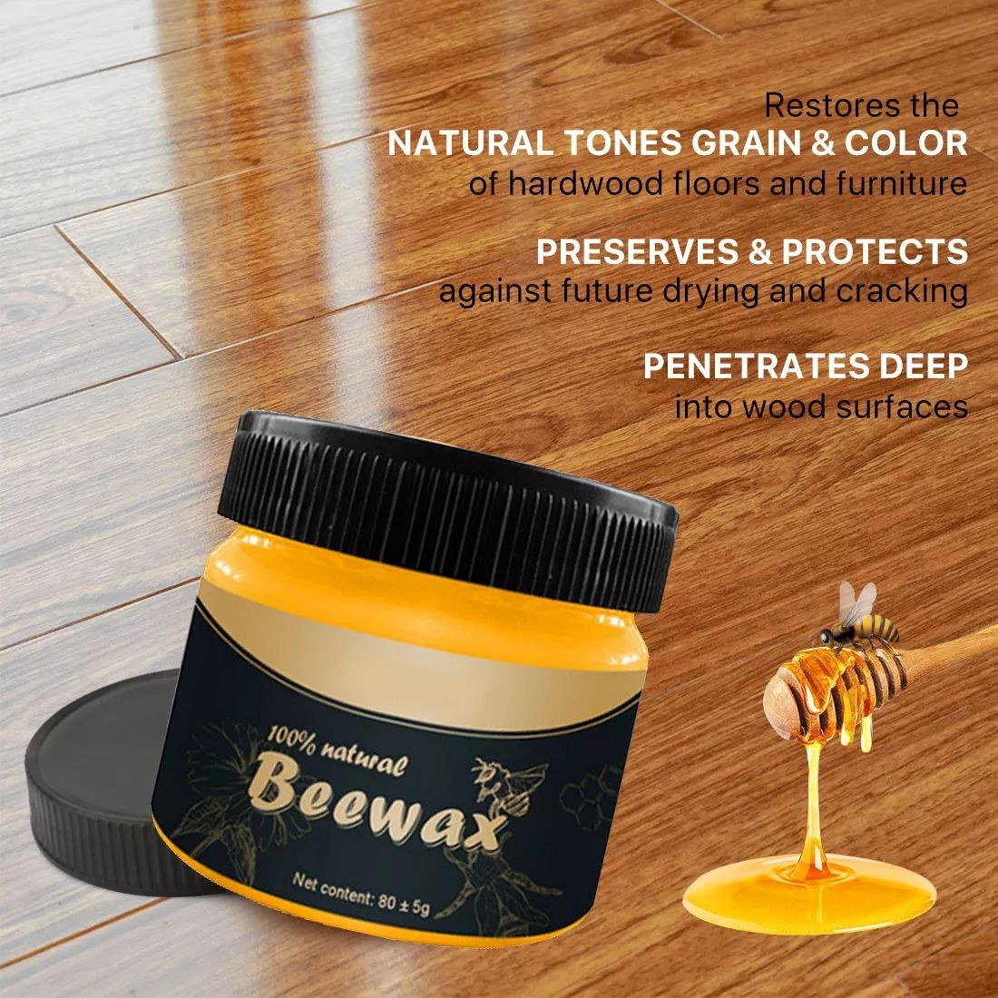 Natural Beeswax Furniture Polish – Screw-Top Jar — detail view 3