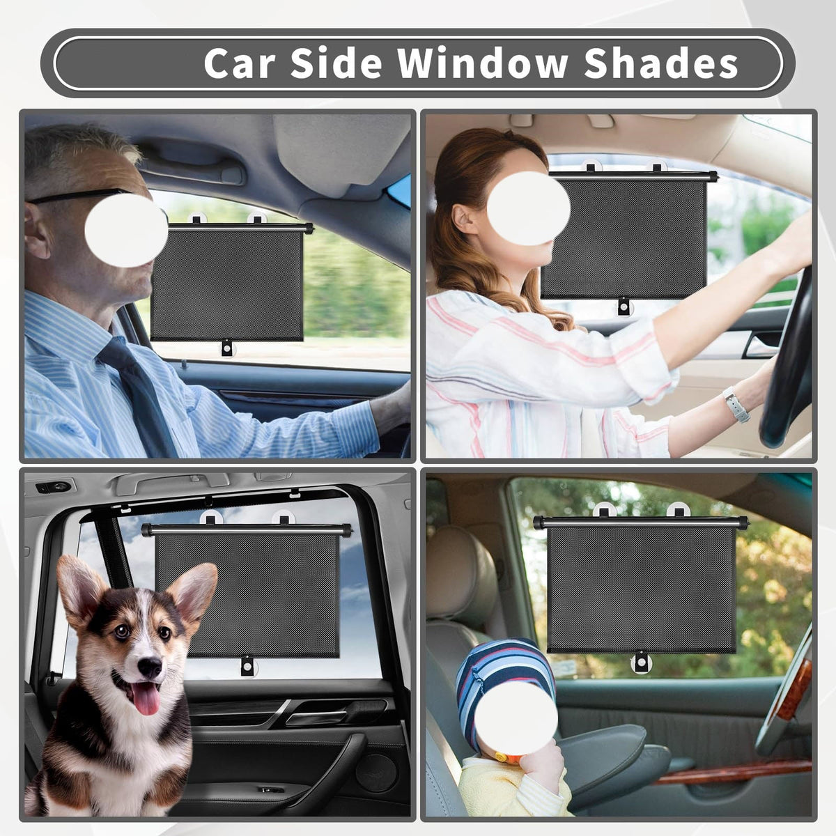 Retractable Car Side-Window Sun Shades – 2-Piece Set — detail view 2