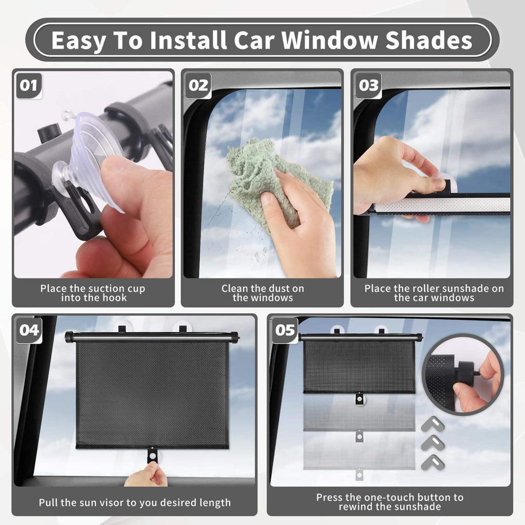 Retractable Car Side-Window Sun Shades – 2-Piece Set — detail view 3