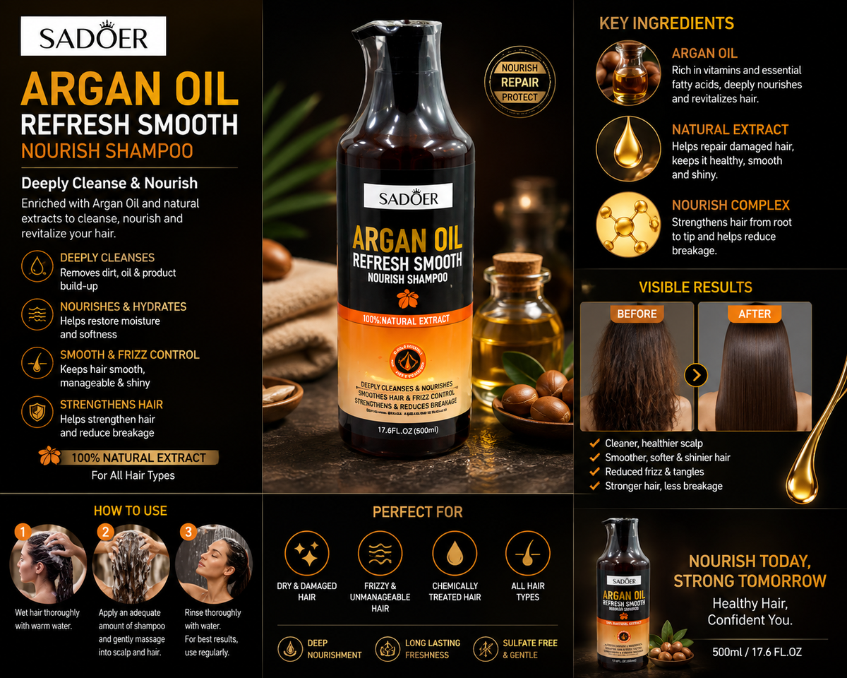 SADOER Argan Oil Refresh Smooth Shampoo – 500 ml — detail view 3