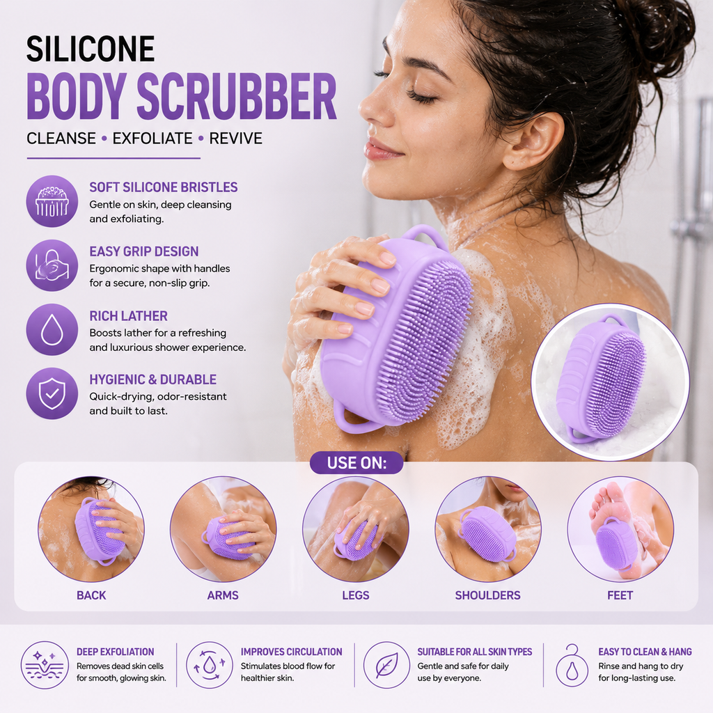 Silicone Body Scrubber with Dual Handles — detail view 3
