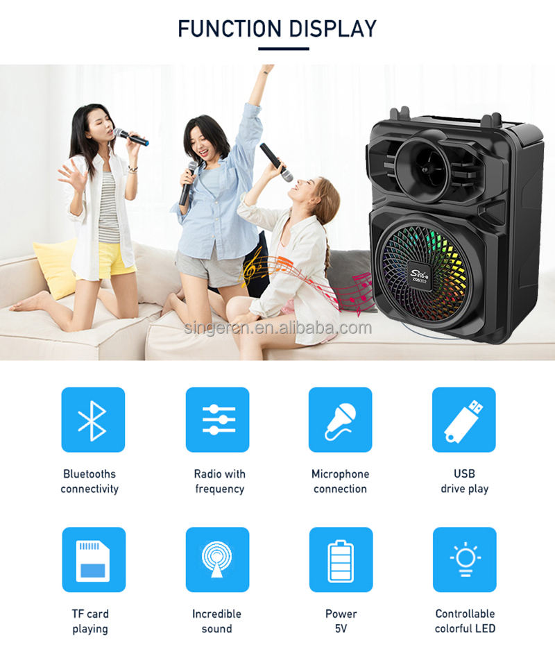 Sing-e ZQS1361 Portable Karaoke Speaker with Microphone — detail view 5