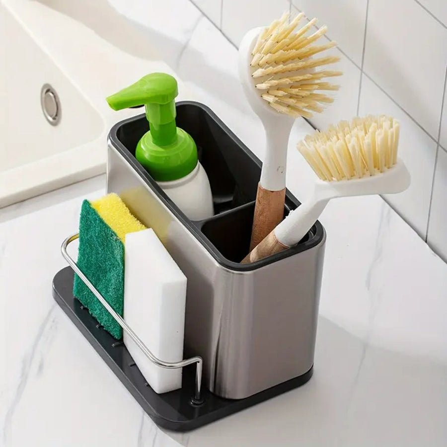 Stainless Steel Sink Caddy – Sponge & Brush Organiser – product view 1